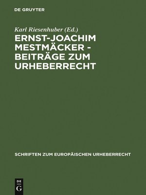 cover image of Ernst-Joachim Mestmäcker--Beiträge zum Urheberrecht